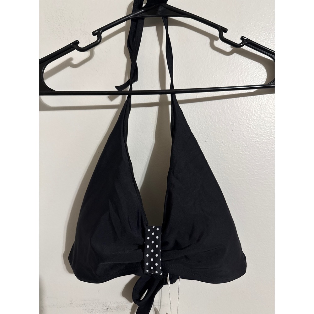 Upopby Womens Black Halter Bikini Top Polka Dot Detail Size XXL 202002